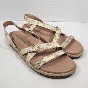 LUCKY BRAND Womens Stucco Ivory Darli Wedge Slip On Leather Slingback Sandal 7M